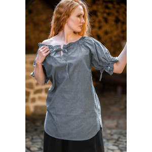 Medieval short sleeve blouse "Verena" pigeon blue