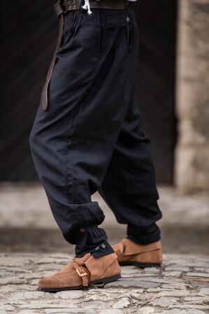 Wide medieval trousers "Eckart" Black L