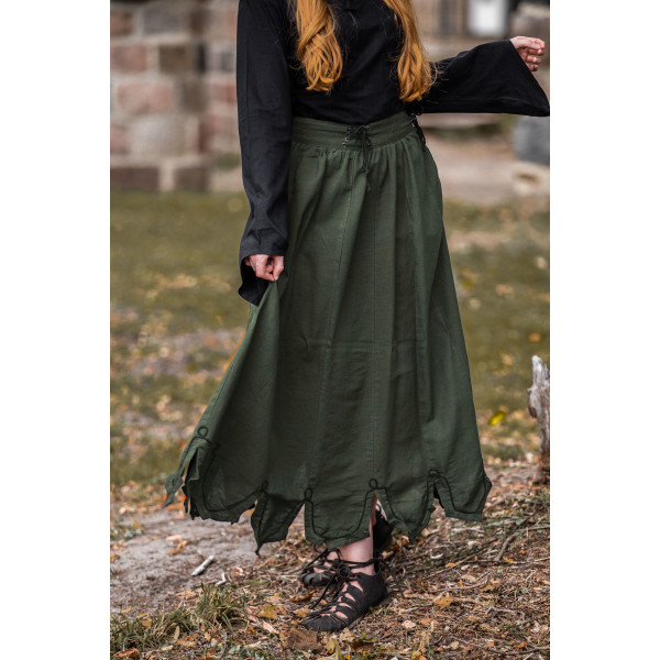 Medieval skirt with embroidery "Svenja" Green