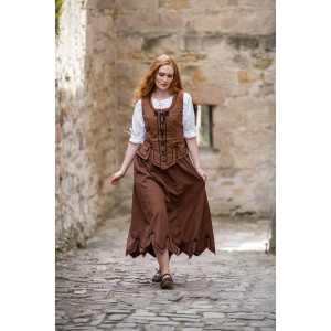 Medieval skirt with embroidery "Svenja" tobacco brown