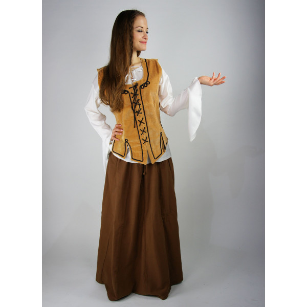 Falda medieval de algodón pesado "Smilla"  tabaco