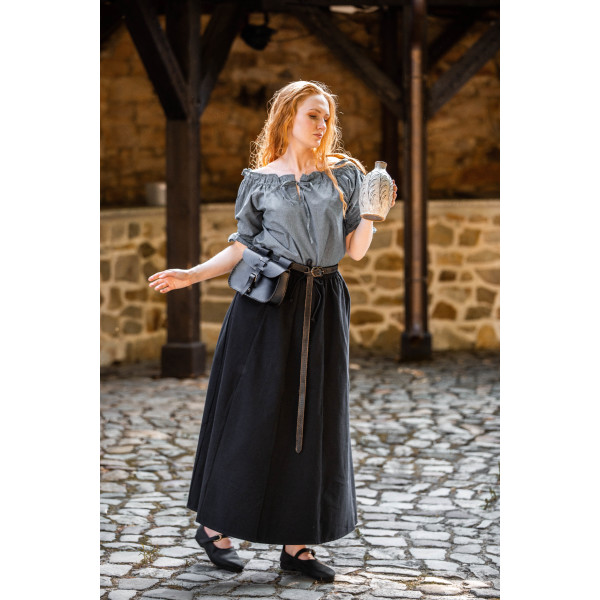 Falda medieval de algodón pesado "Smilla" Negro