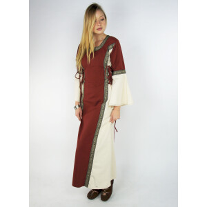Medieval dress with border "Sophie" Red/Natural