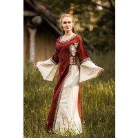 Robe médiévale avec bordure "Sophie" Rouge/Ècru