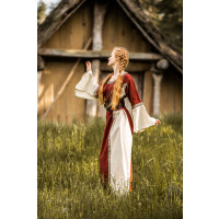 Vestido medieval con borde "Sophie" Rojo/Natural