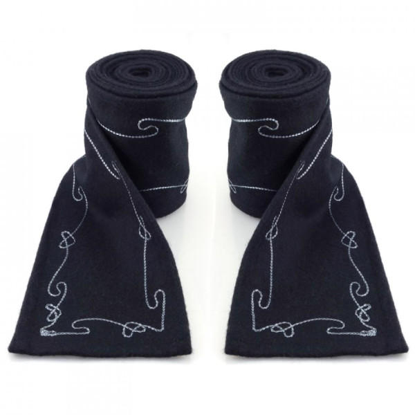 Wool calf wrap with embroidery Hannes Black