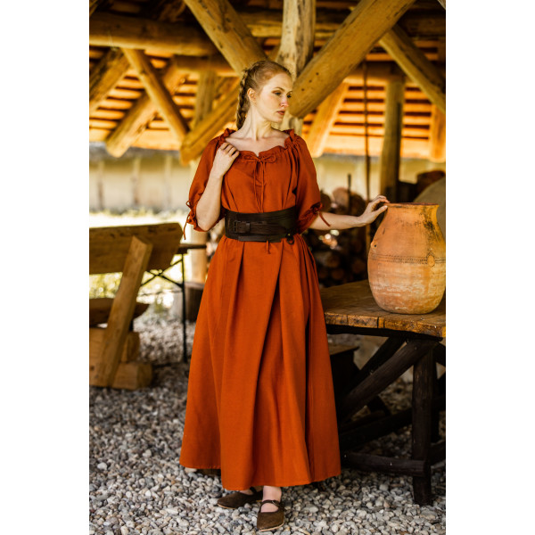 Floor-length short sleeve dress Melisande Rust