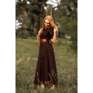 Floor-length short sleeve dress "Melisande" brown