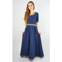 Noble short sleeve dress with border "Ennlin" blue