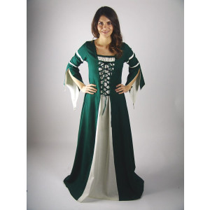 Dress with trumpet sleeves "Larissa" Green/Natural