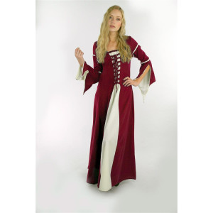 Kleid mit Trompetenärmeln "Larissa" Rot/Natur