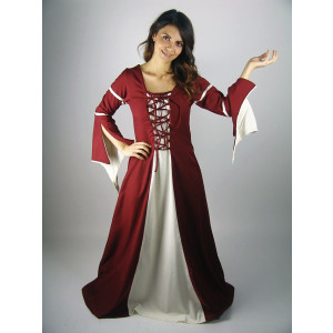 Dress with trumpet sleeves "Larissa" Red/Natural