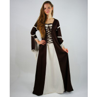 Dress with trumpet sleeves "Larissa" brown/Natural