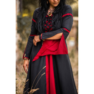Vestido con mangas de trompeta "Larissa" Negro/Rojo