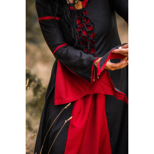 Kleid mit Trompetenärmeln "Larissa" Schwarz/Rot