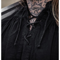 Chemise à lacets à col montant typique du Moyen-Âge "Friedrich" Noir