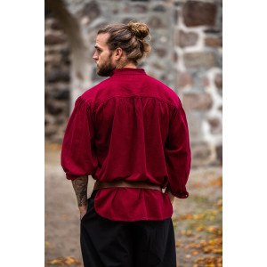 Típica Camisa medieval de cuello alto con cordones "Friedrich" Rojo vino