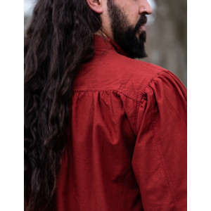 Chemise à lacets à col montant typique du Moyen-Âge "Friedrich" Rouge