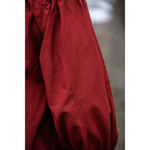 Típica Camisa medieval de cuello alto con cordones "Friedrich" Rojo
