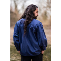 Typical medieval stand-up collar lace-up shirt "Friedrich" Blue