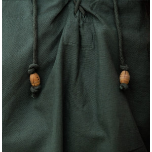 Tipica camicia medievale con colletto alto e colletto allacciato "Friedrich" Verde