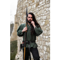 Typical medieval stand-up collar lace-up shirt "Friedrich" Green