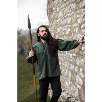 Típica Camisa medieval de cuello alto con cordones "Friedrich" Verde