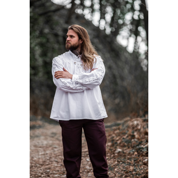 Medieval laced shirt with eyelets Adrian White
