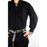 Camisa medieval de encaje con ojales "Adrian" Negro
