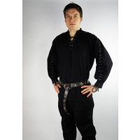 Medieval laced shirt with eyelets "Adrian" Black