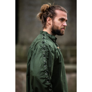 Camisa medieval de encaje con ojales "Adrian" Verde