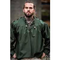 Camisa medieval de encaje con ojales "Adrian" Verde