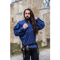 Camisa medieval de encaje con ojales "Adrian" Azul