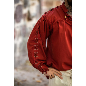 Camicia medievale allacciata con occhielli "Adrian" Rosso