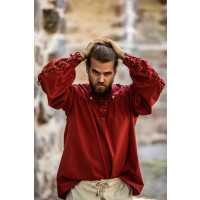Camisa medieval de encaje con ojales "Adrian" Rojo