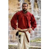 Camisa medieval de encaje con ojales "Adrian" Rojo