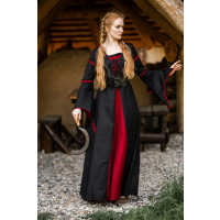 Viscose dress with trumpet sleeves "Berblin" black/Red