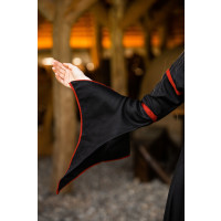 Vestido de viscosa con mangas de trompeta "Berblin" Negro/Rojo