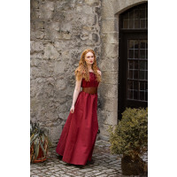 Floor-length dress with shoulder ruffle "Clara" Red