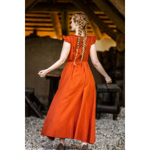 Bodenlanges Kleid mit Schulterrüsche "Clara" Rost