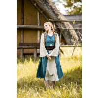 Vestido medieval de algodón "Ilse" paloma Azul/Natural