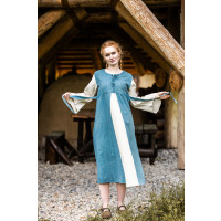 Medieval cotton dress "Ilse" dove blue/Natural