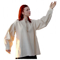 2015 camicia stand-up con colletto allacciato in cotone/lino