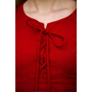 Vestido medieval de algodón "Ilse" Rojo/Natural