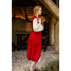 Vestido medieval de algodón "Ilse" Rojo/Natural