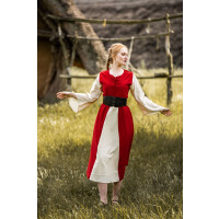 Robe médiévale en coton "Ilse" Rouge/Ècru