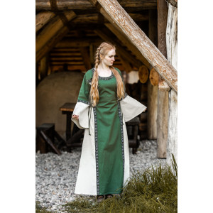 Vestido medieval de algodón "Angie" Verde/Natural