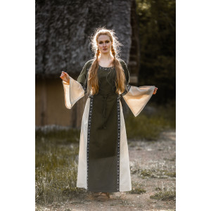 Vestido medieval de algodón "Angie" Verde/Natural