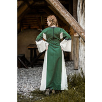 Medieval cotton dress "Angie" Green/Natural