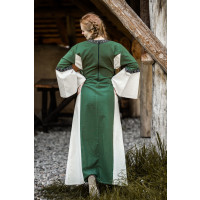 Robe médiévale en coton "Angie" Vert/Ècru